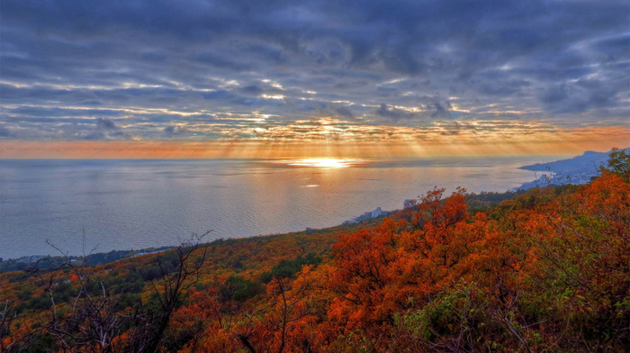 nature, mountain, autumn, sea