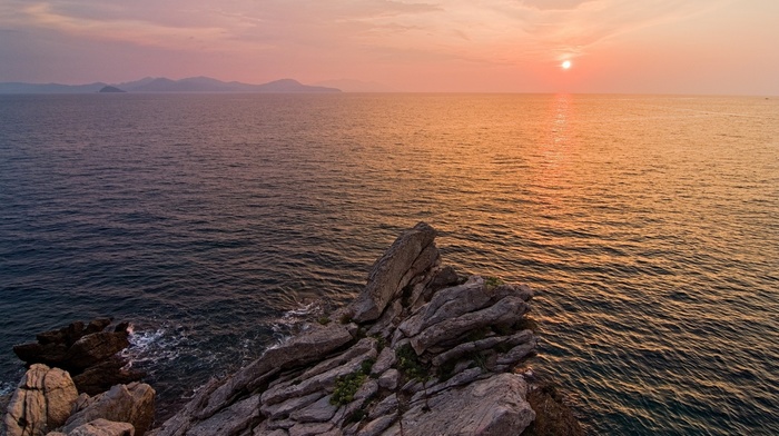 nature, Sun, mountain, sea