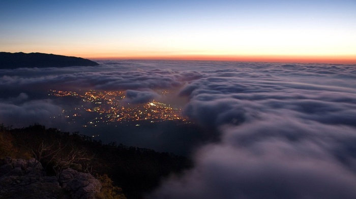 mountain, nature, dawn, sea