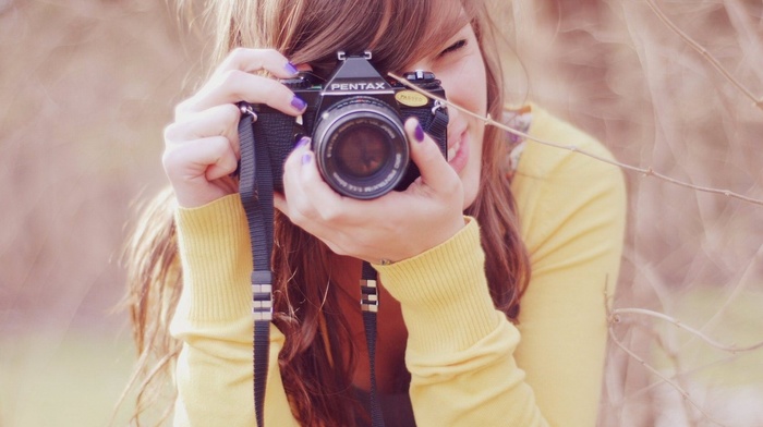 girl, pentax, brunette, hipster photography, photography, camera