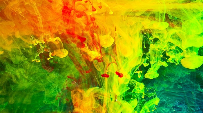 paint in water, liquid, abstract, colorful