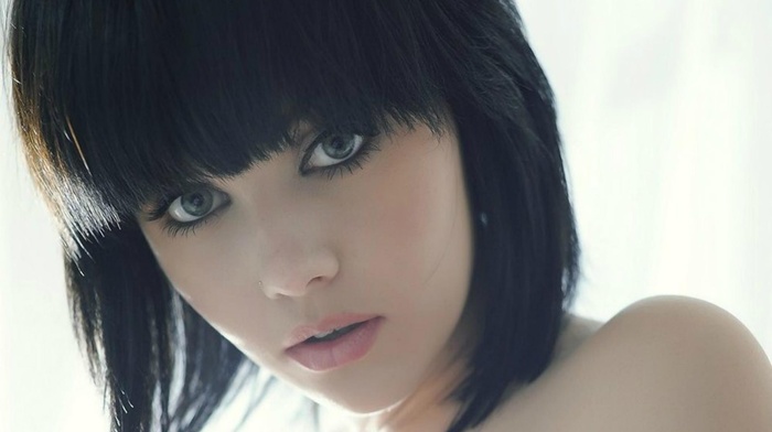 blue eyes, face, model, girl, black hair, Melissa Clarke