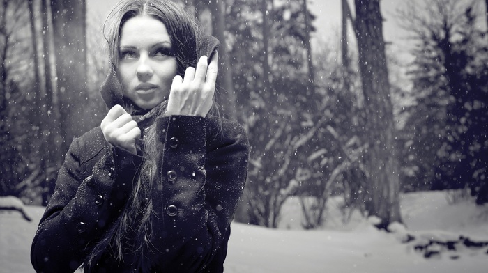 girl, monochrome