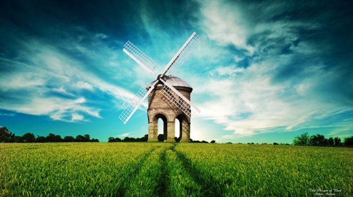windmills, nature, landscape