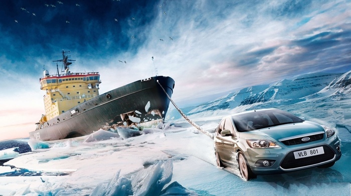 ice, auto, sea, cars