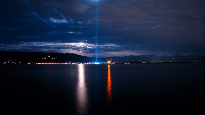 clouds, reflection, landscape, sea