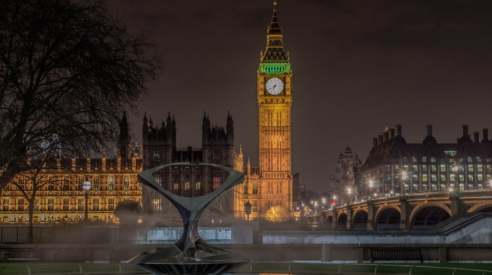 light, cities, England, building, bridge, clocks, London