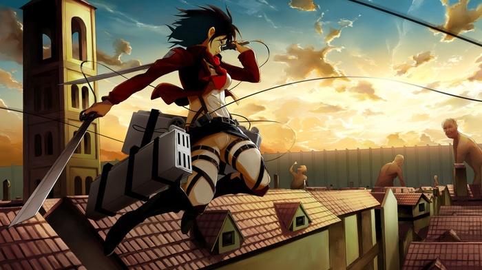 Shingeki no Kyojin, anime girls, Mikasa Ackerman, anime