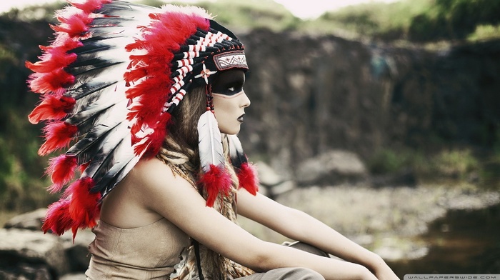 native americans, indian, girl, headdress
