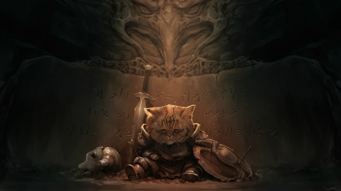 artwork, Geers_Art, video games, the elder scrolls v skyrim, Lirik, cat, Darren Geers