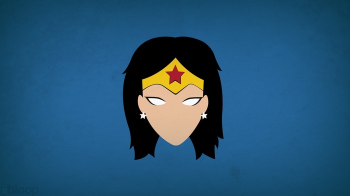 Blo0p, Wonder Woman, DC Comics, blue background, superheroines, minimalism