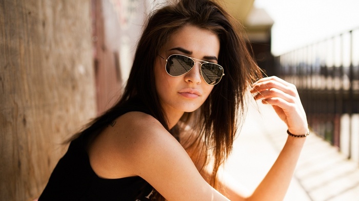 girl, glasses, model