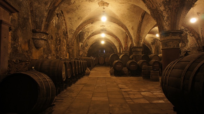 barrels, wine, cellars