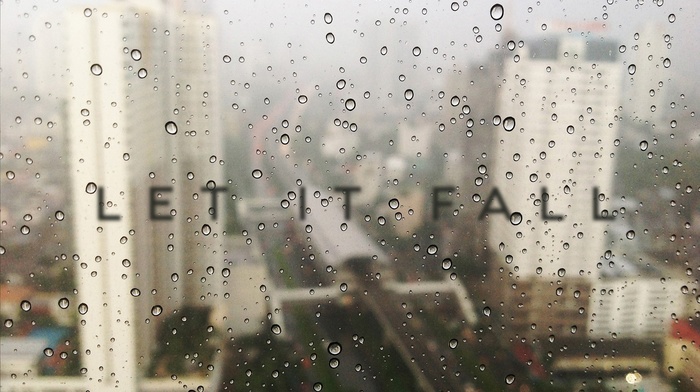 blurred, typography, rain, water on glass, city