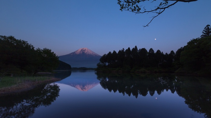 mountain, lake