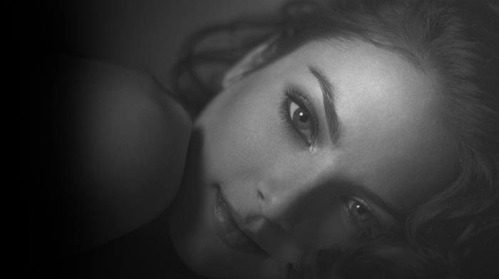 girl, face, monochrome