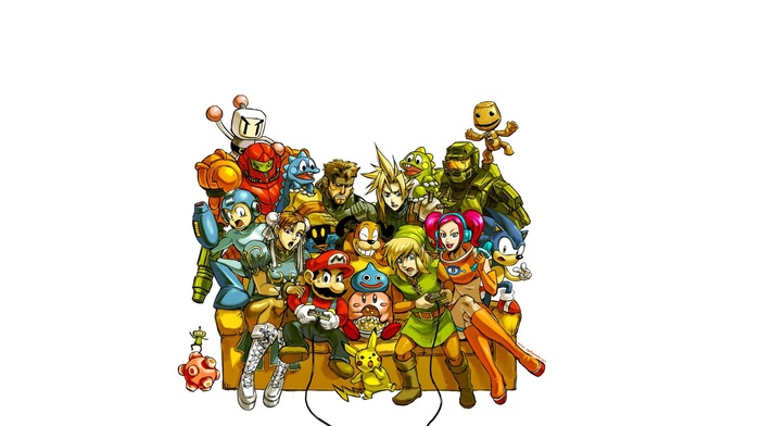 Solid Snake, Sonic the Hedgehog, Master Chief, Cloud Strife, Mega Man, video game characters, bomberman