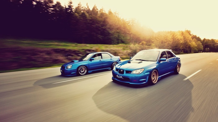 stance, Subaru, Subaru Impreza, car, blue cars