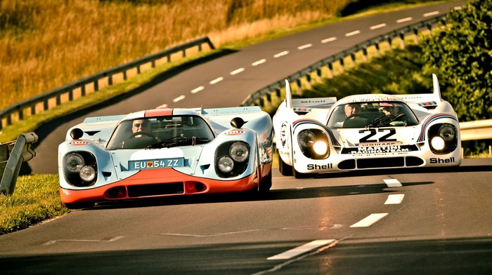 Porsche, Martini, 917, gulf, car, road