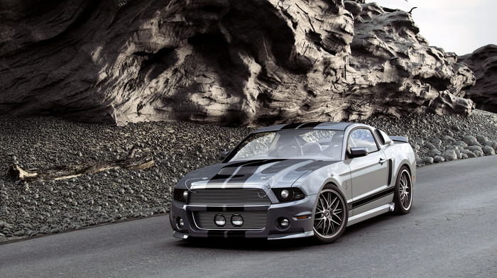 Ford, cars, photo, mustang, rocks, wheels, automobile, road