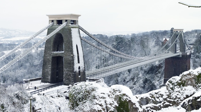 snow, bridge