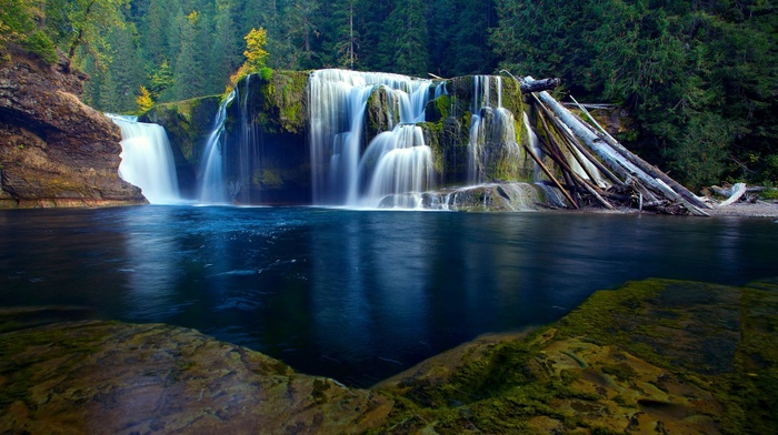 waterfall, forest