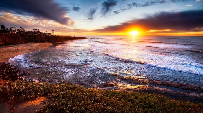 nature, sunset