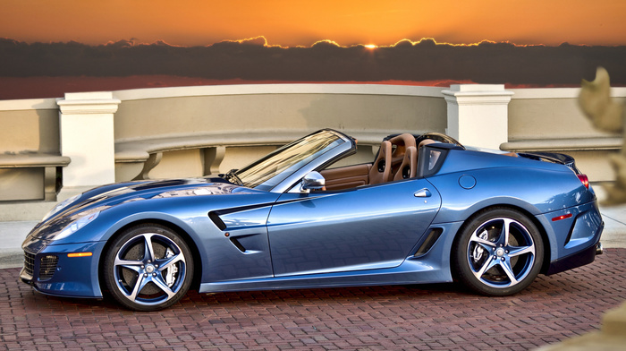 cars, Ferrari, sunset