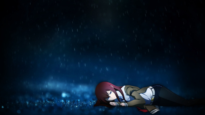 anime, Makise Kurisu, rain, steinsgate, anime girls