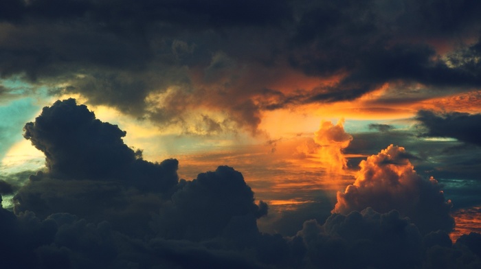 nature, clouds, sunset