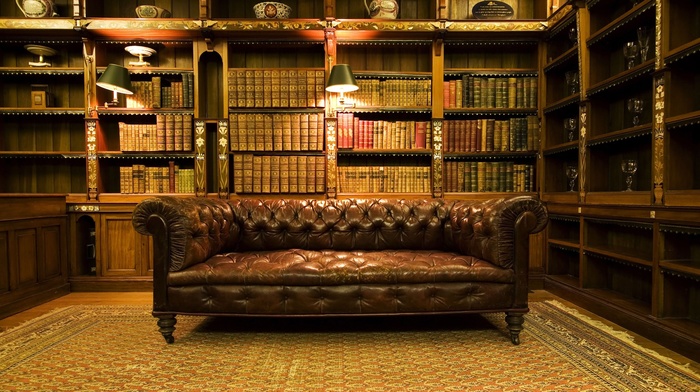 couch, indoors, books