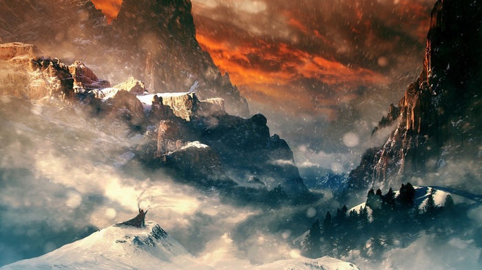 landscape, mountain, fantasy art