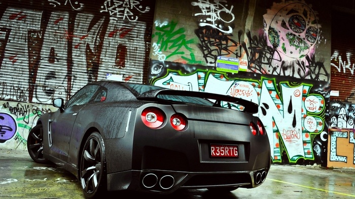 graffiti, car, Nissan GT, R, Nissan