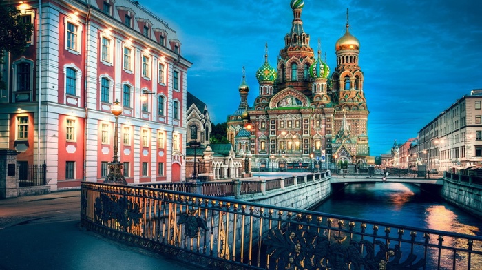 St. Petersburg, cityscape, river, building, Russia, Church of the Savior on Blood, bridge