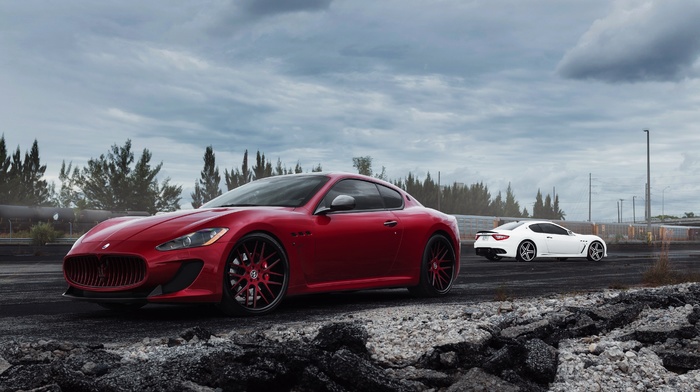 cars, track, cloudy, supercar, sky, red, white