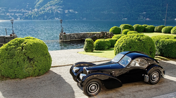 black, bushes, bay, cars, retro, Italy