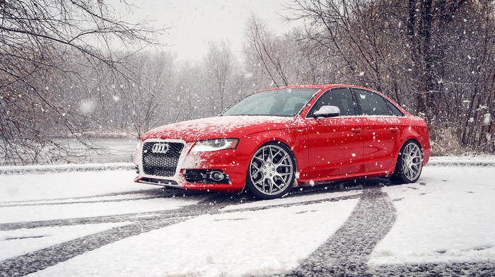 Audi, winter, cars, snow