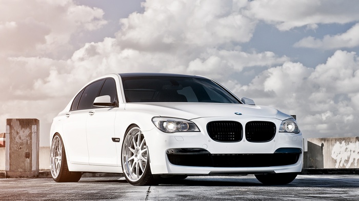 headlights, clouds, BMW, sky, white, cars