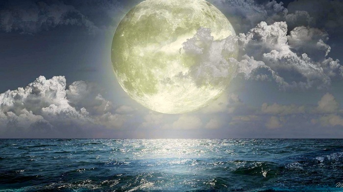 moon, light, night, sea, stunner