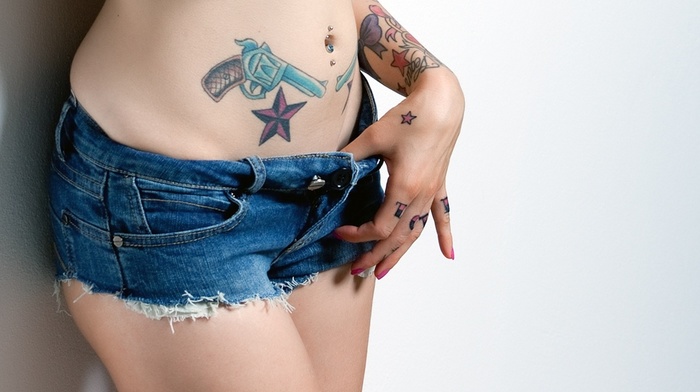 shorts, girl, sexy, tattoo, jeans, girls