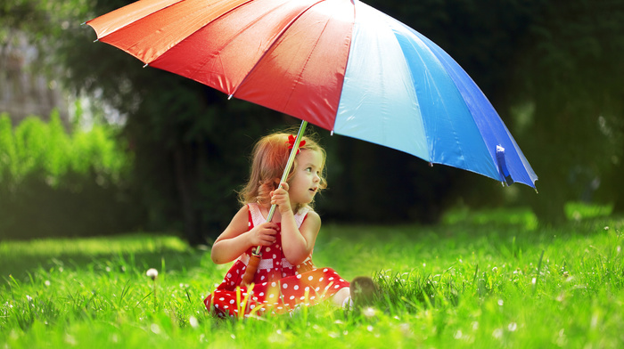 positive, children, macro, umbrella, girlie, child, park