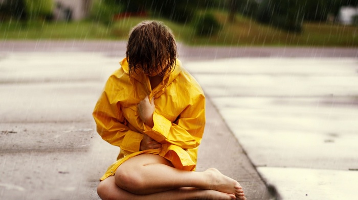 girl, rain