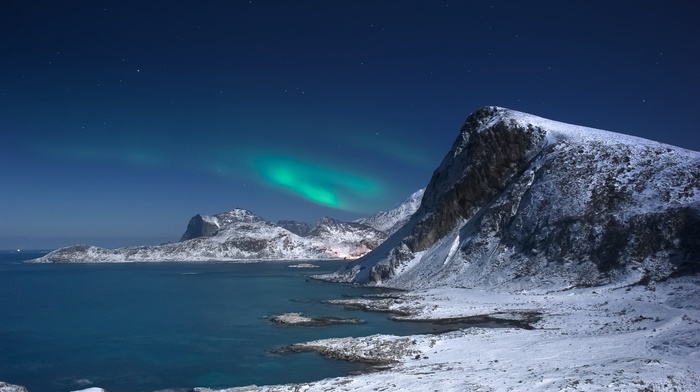 winter, lake, mountain, landscape