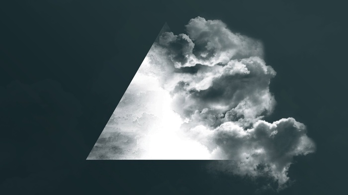 clouds, triangle, moon