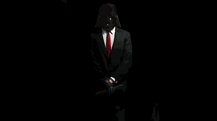 Darth Vader, Anonymous, black, hitman, minimalism