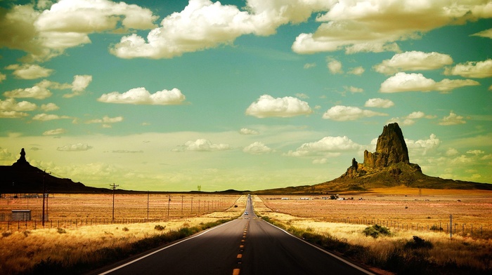 New Mexico, road, landscape, southwest, clouds