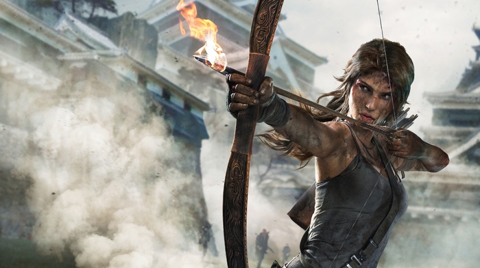 smoke, video games, Tomb Raider, Lara Croft, building