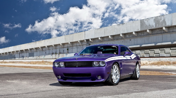 cars, road, Dodge, purple