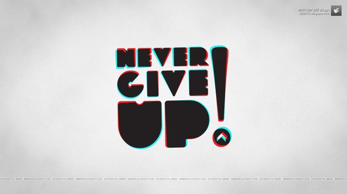 motivational, anaglyph 3d, typography, Never Give Up