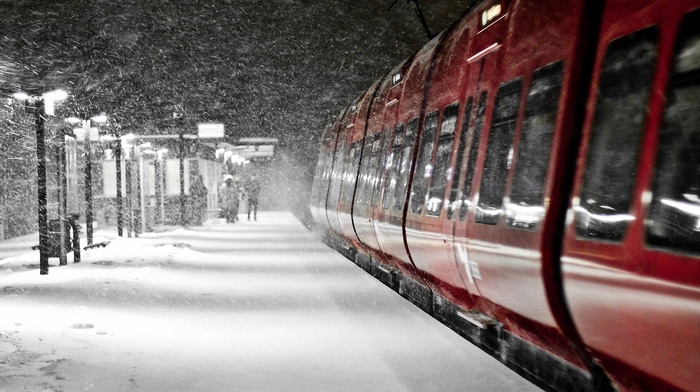 winter, snow, subway